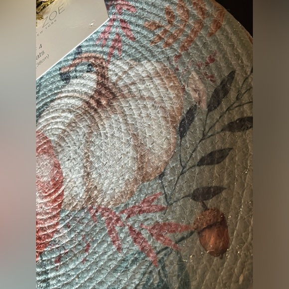 RACHEL ZOE NWT Fall Autumn Thanksgiving Pumpkin Set Of 4 15” Round Placemats - Picture 5 of 11